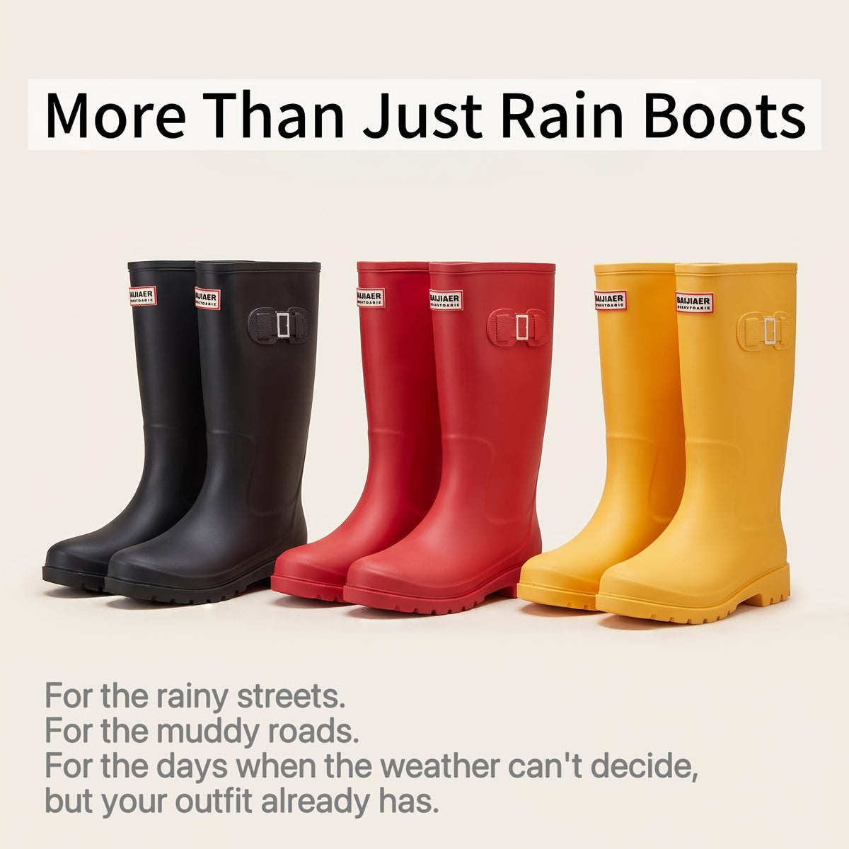 Unisex High-Top Rubber Rain Boots Lightweight Slip-Resistant
