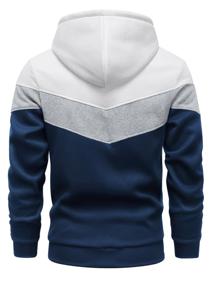 Men's Color Block Hoodie - Casual Graphic Design Pullover With Kangaroo Pocket For Winter And Fall Streetwear - Great Gift