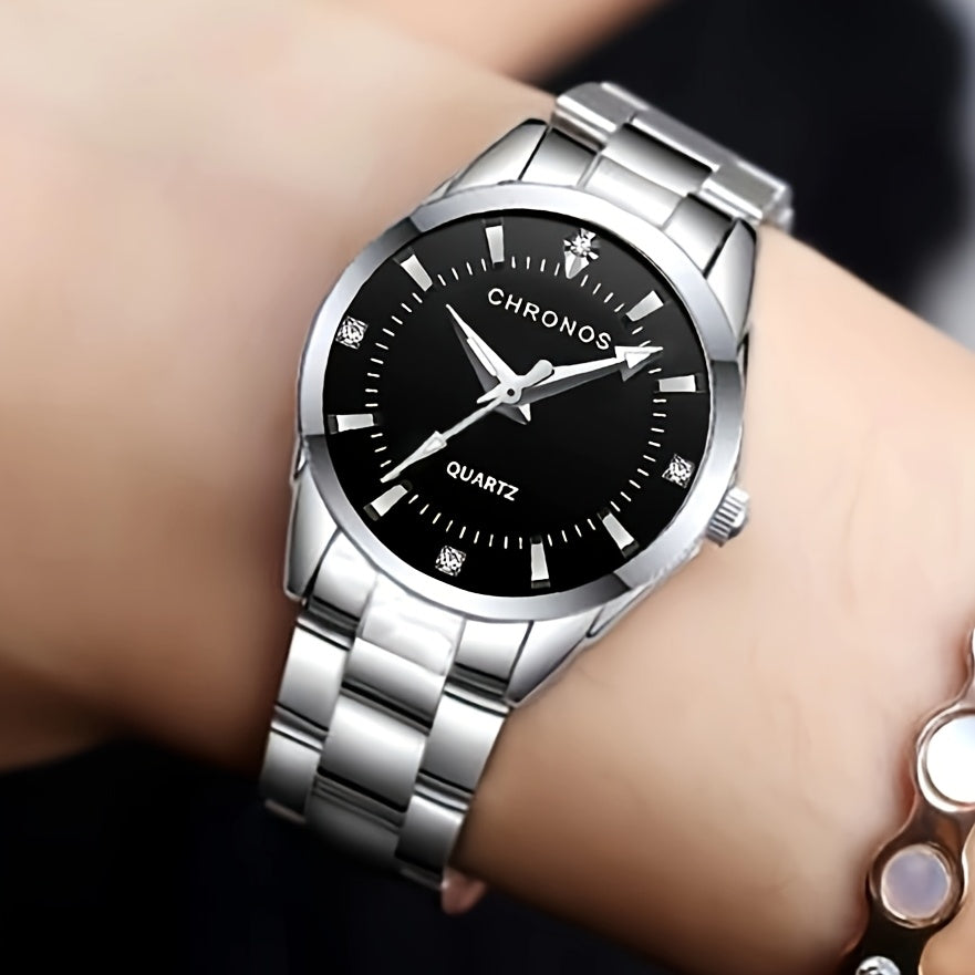 CHRONOS Women'S Fashionable Casual Quartz Watch Features a Stainless Steel Strap, Perfect for Business Elegance And Sophistication. This Exquisite And Compact Outdoor Sports Watch Is Ideal for Daily Wear And Outings, Making I