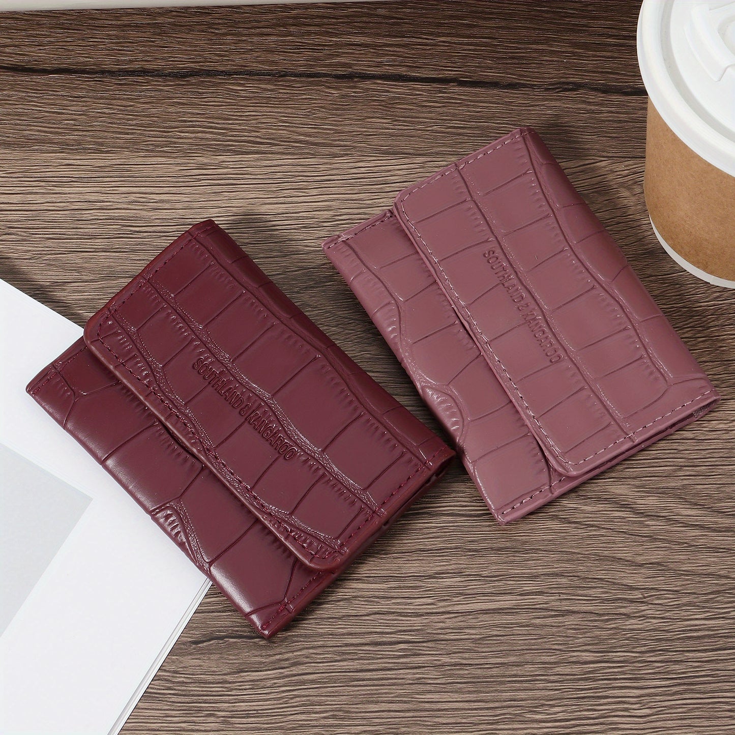 Women'S Small PU Wallet - Solid Color Short Style Featuring Card Slots And a Zippered Coin Pocket