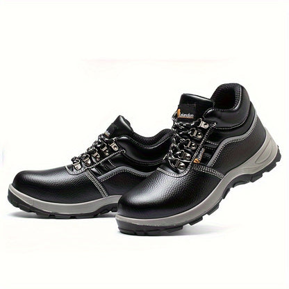 Reinforced Anti-Puncture & Anti-Smashing Safety Work Boots for Men - Heavy-Duty Steel Toe Cap, Anti-Piercing Cushioned Insole, PU Upper & Lining, All-Terrain Traction - Winter/Spring/Fall Construction/Industrial/Construction/