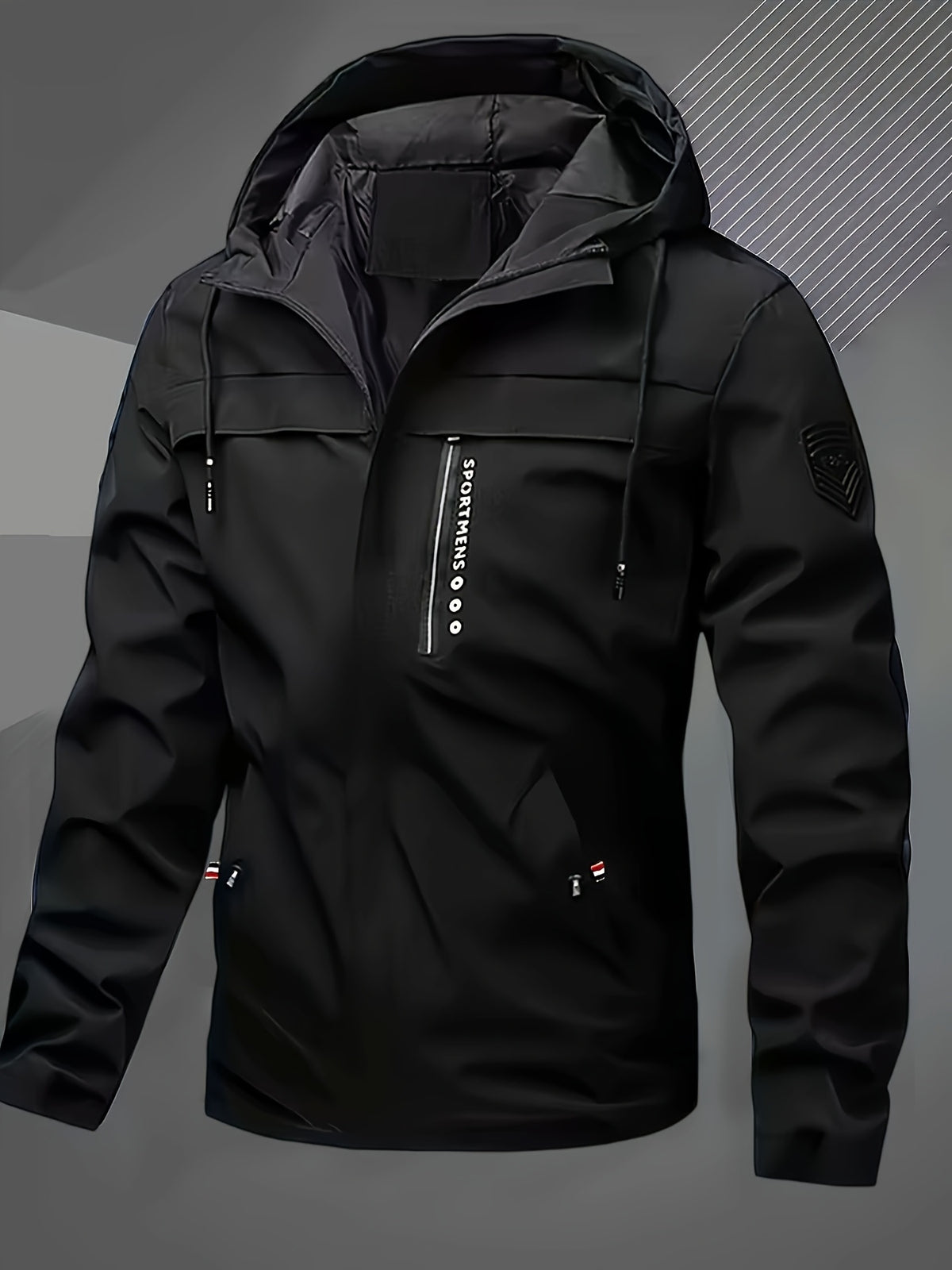 Men's Hooded Windproof Jacket for Spring and Fall Outdoor Sports
