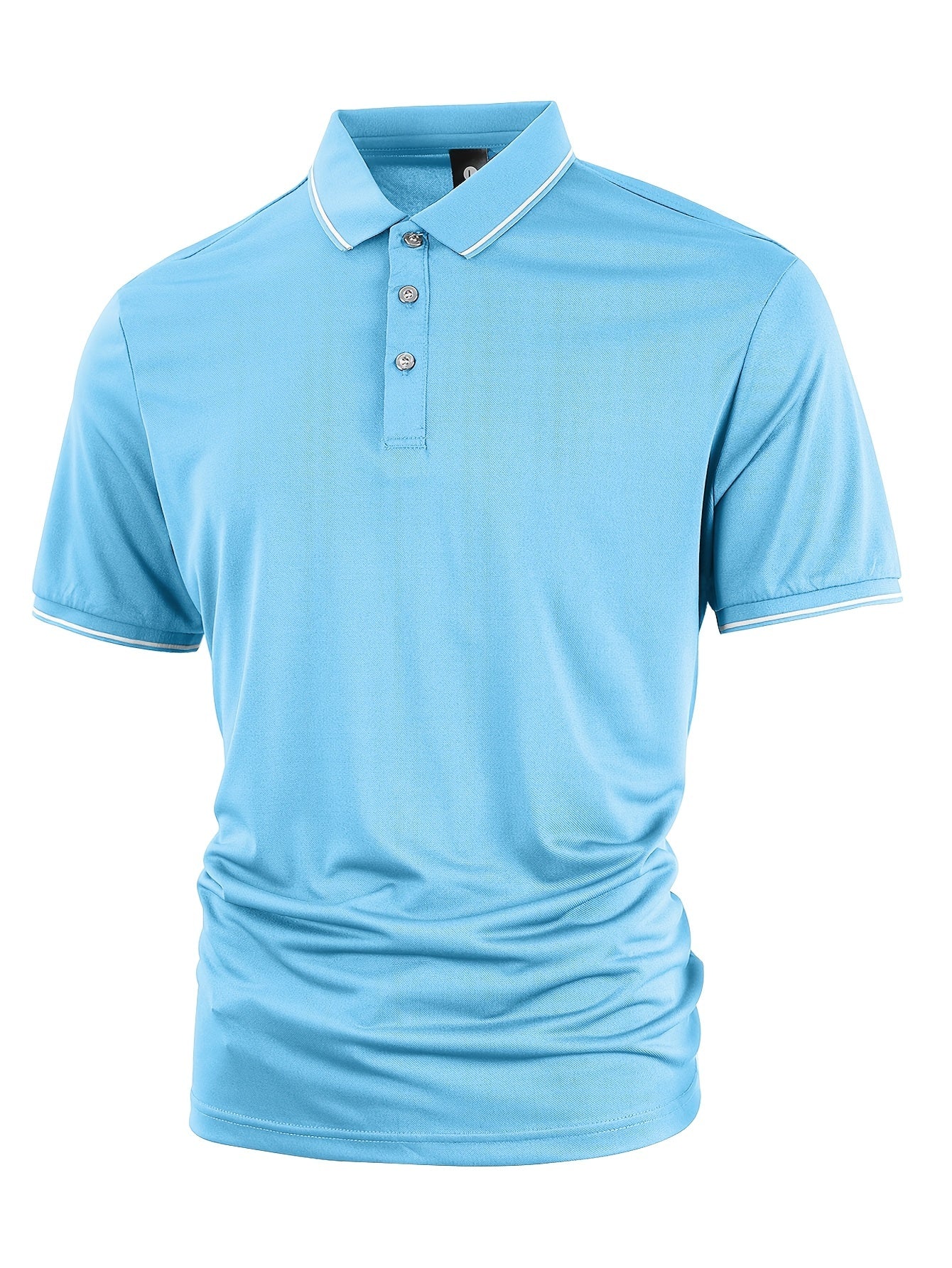Men's Solid Golf Shirt, Casual Short Sleeve Lapel Shirt For Summer Outdoor