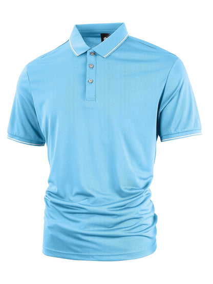 Men's Solid Golf Shirt, Casual Short Sleeve Lapel Shirt For Summer Outdoor