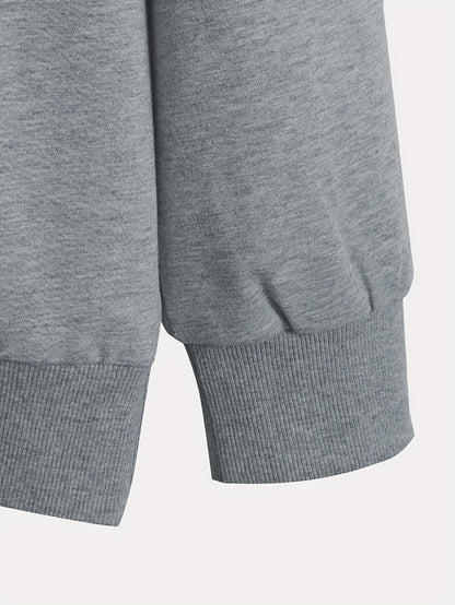Men's Casual Sports Sweatshirt Set, Loose Fit Pullover Hoodie with Print, Polyester Blend, Round Neck, Stretch Knit, Autumn/Winter Collection