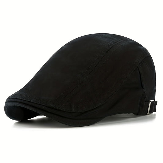 Men's Vintage-Style Solid Color Beret - Fashionable Casual Flat Cap for Spring, Summer & Autumn, Visor Cap, Brand