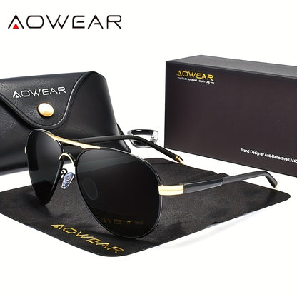 Men's Polarized UV400 Pilot Sunglasses with Mirror Lens