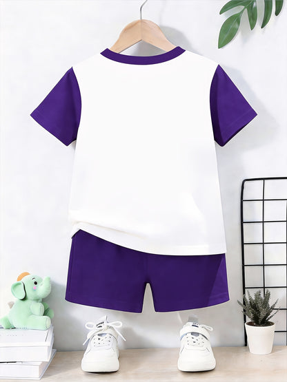 Summer Boys' Sporty Color-Block T-Shirt & Shorts Set