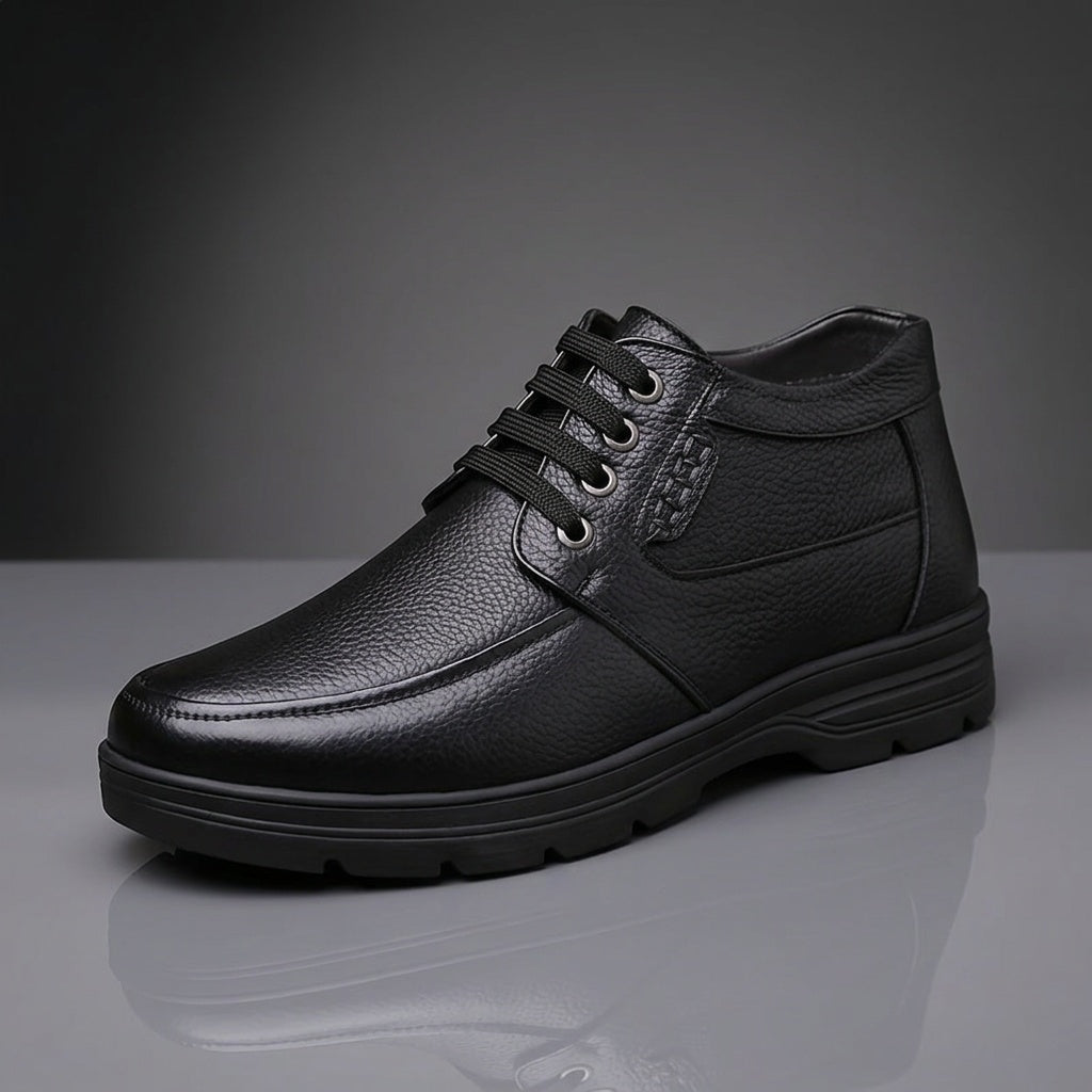 Men's Classic Lace-Up Cow Leather Ankle Boots with Cushioned Sole