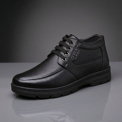 Men's Classic Lace-Up Cow Leather Ankle Boots with Cushioned Sole