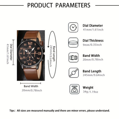 5 հատ տղամարդու նորաձև քվարցային ժամացույցի և ապարանջանի հավաքածու