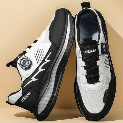 Men's Low-Top Casual Sneakers with Twist Buckle Design