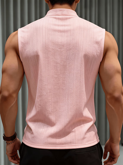 Men's Lightweight Sleeveless Henley Shirt Summer Casual Vest