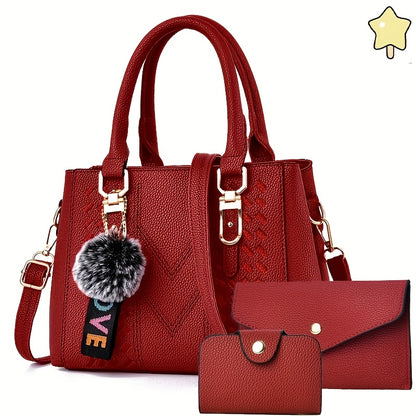Women's Quilted PU Leather Crossbody Shoulder Bag - Black