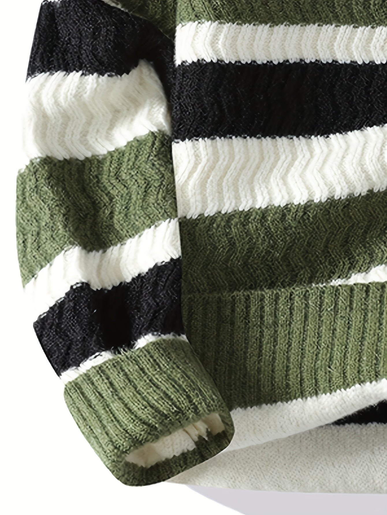 Աշնանային և ձմեռային նոր տղամարդկանց ոլորված շերտավոր կլոր վզնոցով տրիկոտաժե սվիտեր միջին տարիքի հարմարավետ տաք վերնաշապիկի համար