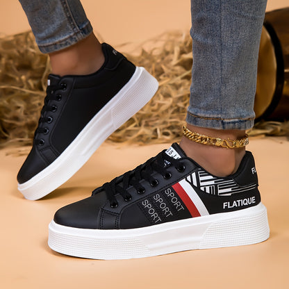 Men's Lightweight Black & White Sports Sneakers with Breathable Mesh