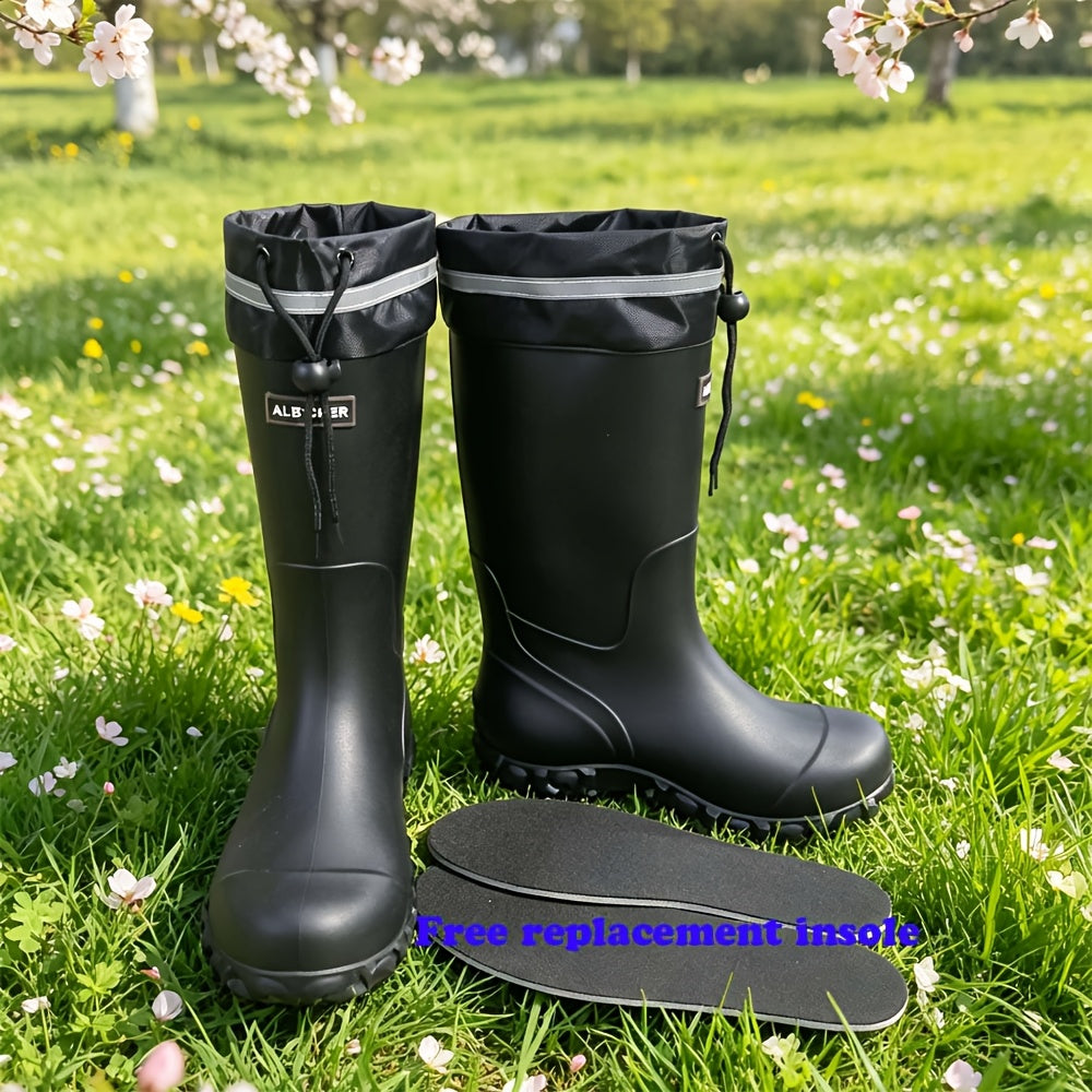Waterproof PVC Rain Boots with Spare Insole and Anti-Slip Sole