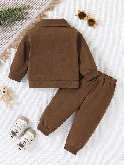 Toddler Boys' Corduroy Shirt Jacket and Pants Set for Spring/Fall
