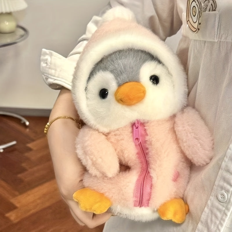 Adorable Penguin Plush Toy - Charming Plush Doll with Blue Eyes & Red Heart, Soft Polyester Stuffed Animal for Girls, Kids Birthday Gift, Home Decor, Holiday & Wedding Favor, Penguin Gifts, Festive Gift Item, Playful Design,