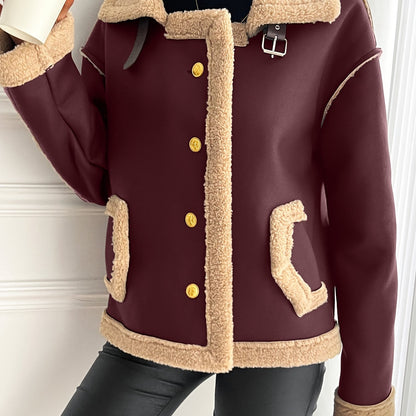 Women's Elegant Motorcycle Jacket - Heavy-Duty Winter Coat, Brown, Non-Stretch Motorcycle Outerwear for Cold Weather Riding & Everyday Chic - Machine Washable Outer Jacket, Seasonal Fashion, Classic Design, Premium Detailing,