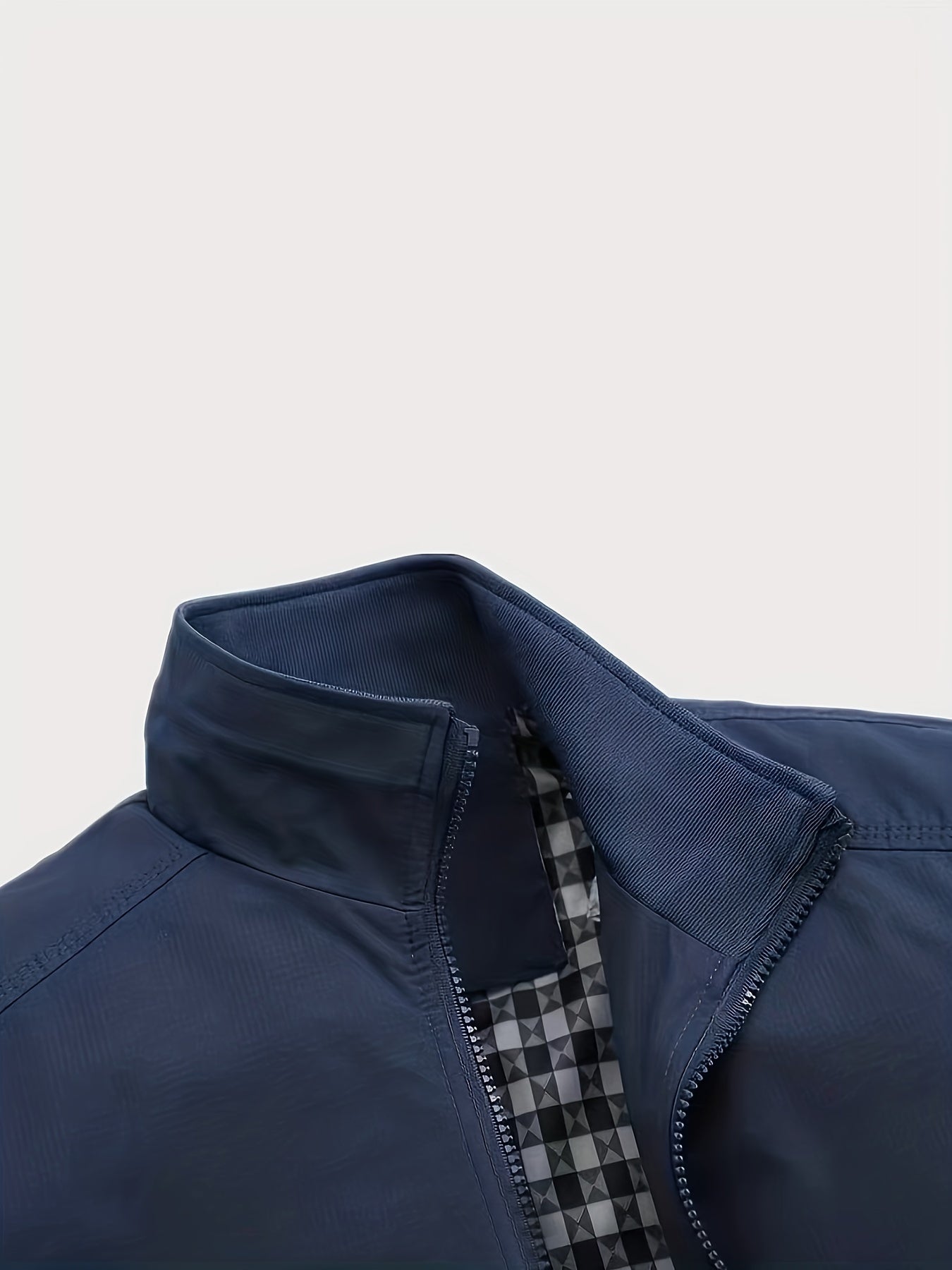 Men's Long Sleeve Zip Up Stand Collar Coat, Business Stand Collar Jacket With Zipper Pockets, Spring Autumn Men's Clothing