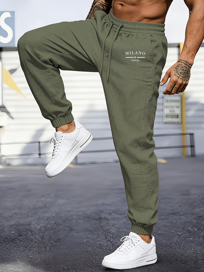 Men's Casual Linen Jogger Pants with Drawstring and Pockets