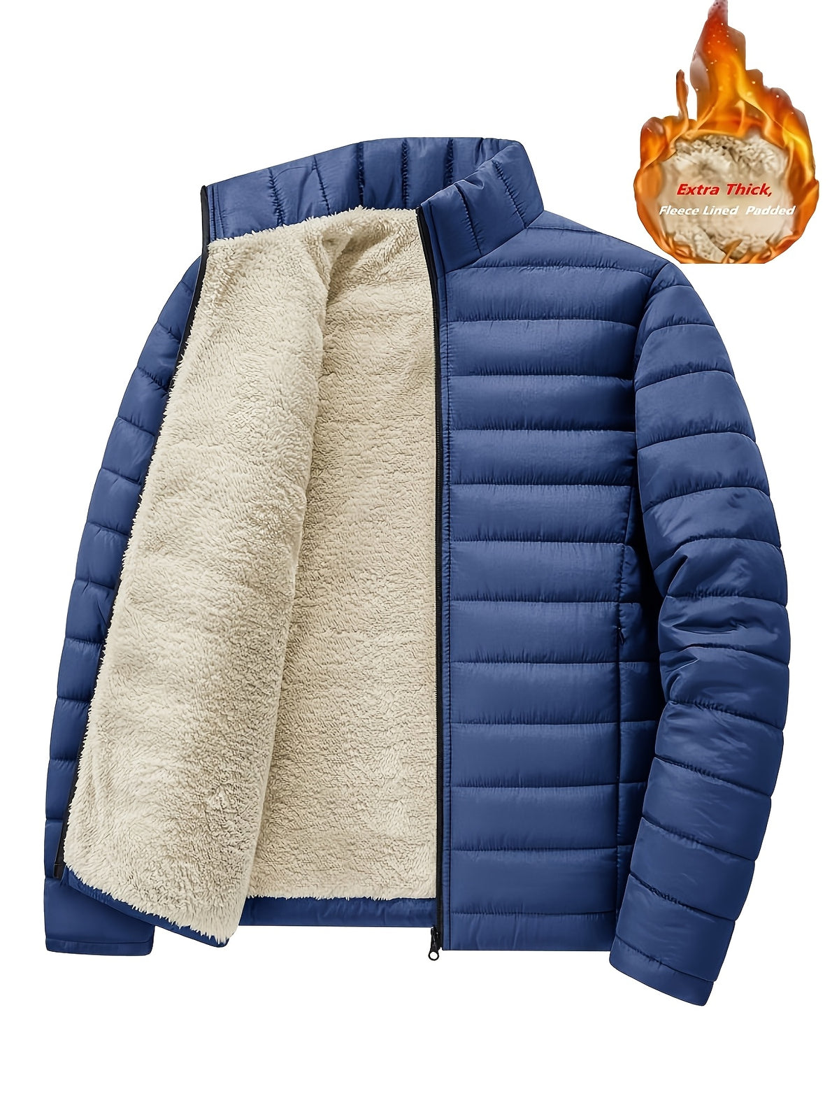Men's Slim Fit Quilted Winter Jacket with Warm Plush Lining