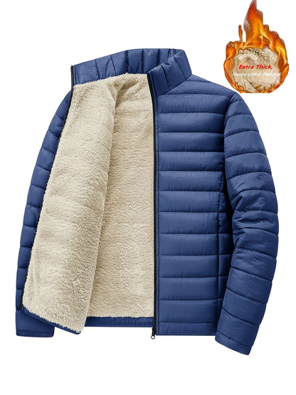 Men's Slim Fit Quilted Winter Jacket with Warm Plush Lining