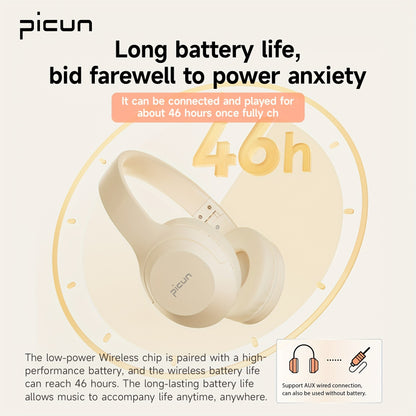 Picun B-01S անլար ականջակալներ, HD ստերեո ձայնով ականջակալներ ներկառուցված միկրոֆոններով, խորը բասով՝ 46 ժամ նվագարկման ժամանակ, HiFi ստերեո ծալովի թեթև ականջակալներ, TF/բջջային հեռախոսի/համակարգչի/տան համար։