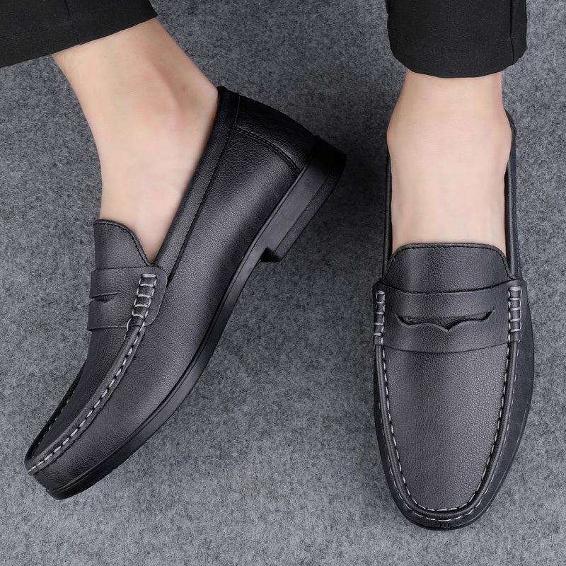 Men's Large Size Casual Slip-On Shoes in Microfiber Leather