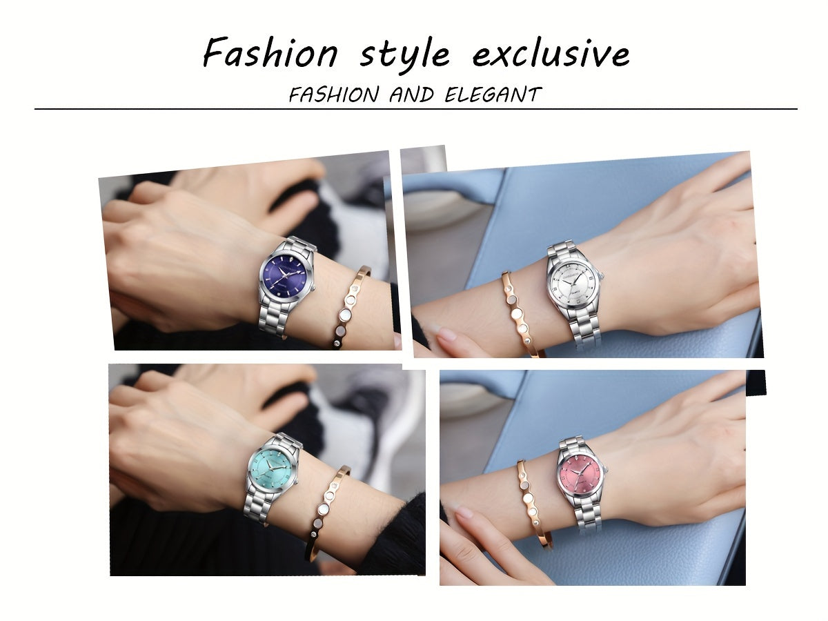 CHRONOS Women'S Fashionable Casual Quartz Watch Features a Stainless Steel Strap, Perfect for Business Elegance And Sophistication. This Exquisite And Compact Outdoor Sports Watch Is Ideal for Daily Wear And Outings, Making I