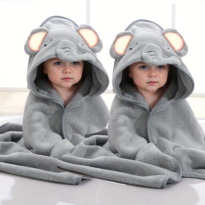 2-Pack Cartoon Animal Poncho Bathrobe, Hooded Towel Wrap, Super Absorbent Microfiber, Knit Fabric, Machine Washable, Ideal for Christmas/Halloween/Thanksgiving Gift - Grey & Green