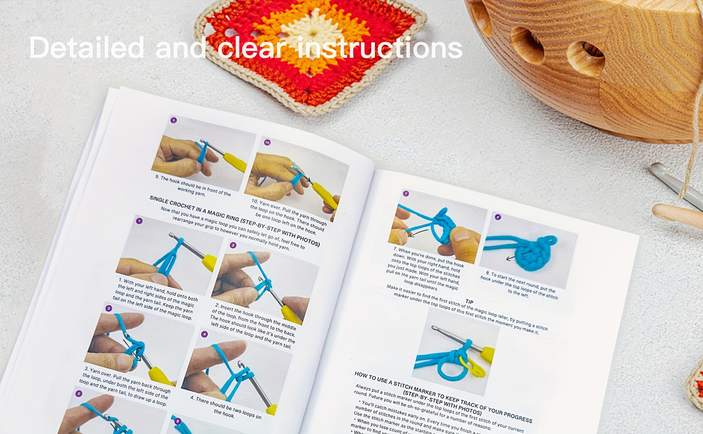 Vioiv 1pc Cute Bear Polar Bear Beginner Animal Doll Crochet Set, Adult Beginner Crochet Set, PDF File with Step by Step Text Tutorial, Dragon DIY Knitting Set, Cute and Humorous Home Decoration Decoration, Birthday and Valent