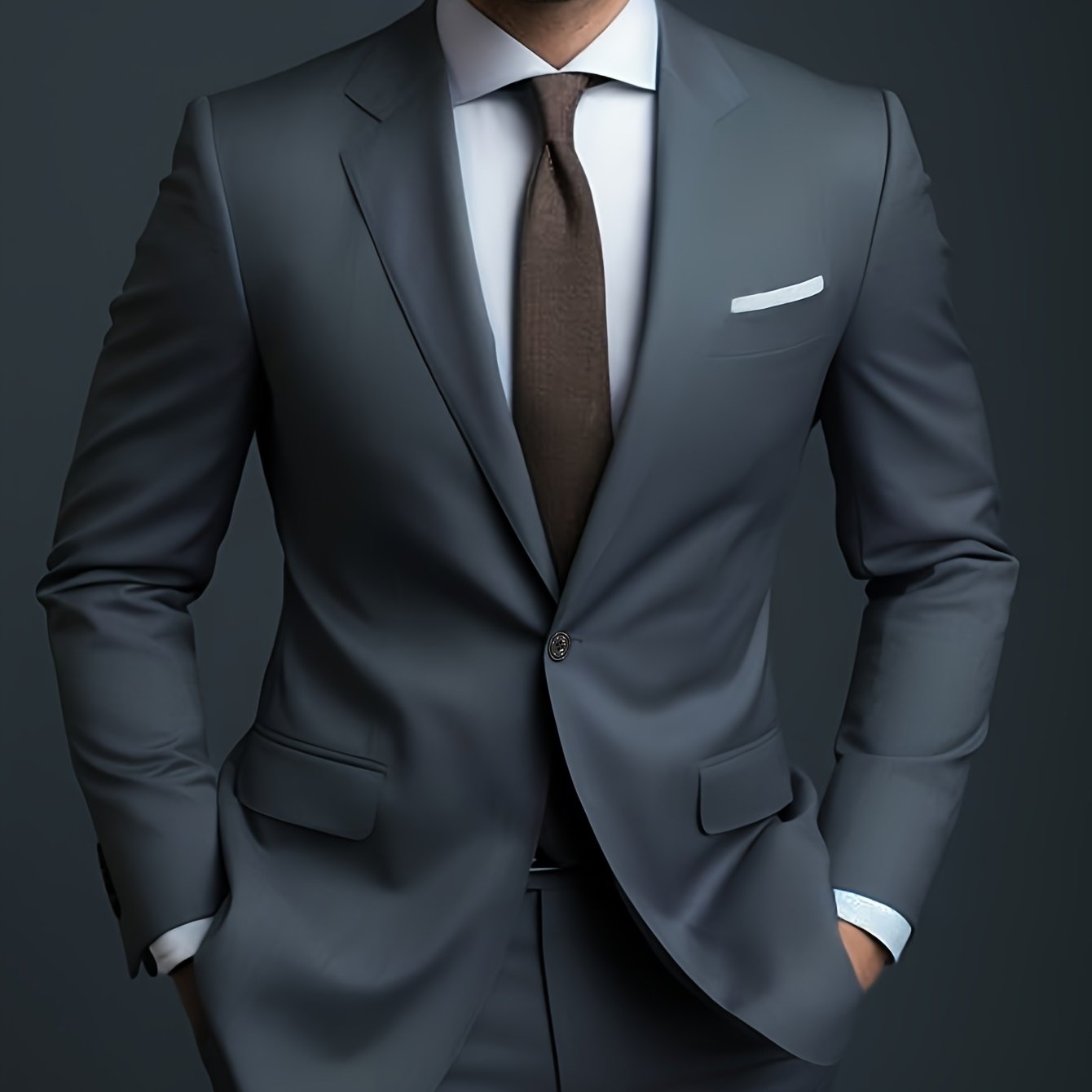 Men's Two-Piece Suit in Solid Color with Sealed Pockets, Regular Fit Suit Trousers, Elegant and Classic, Suitable for Business and Wedding Parties