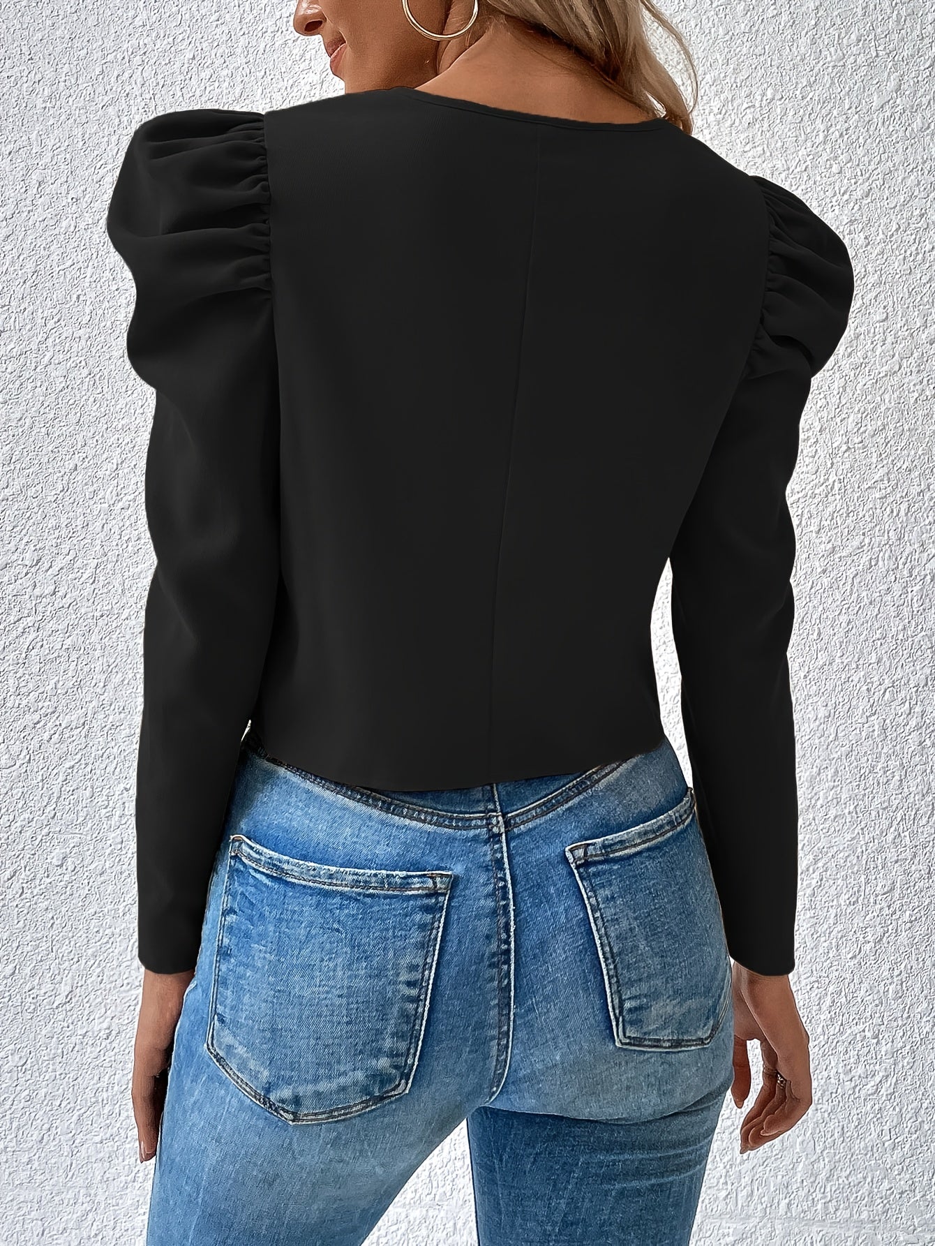 Մեծ չափս - Էլեգանտ մեծ չափսի կանացի թևքերով կայծակաճարմանդով կարդիգան - Սև ամենօրյա բաց առջևի բաճկոն՝ օձիքով, երկար թևքերով և կողային գրպաններով՝ գարնանային/աշնանային զբոսանքների համար, բազմակողմանի հագուստ | Էլեգանտ կարդիգան | Չձգվող գործվածք