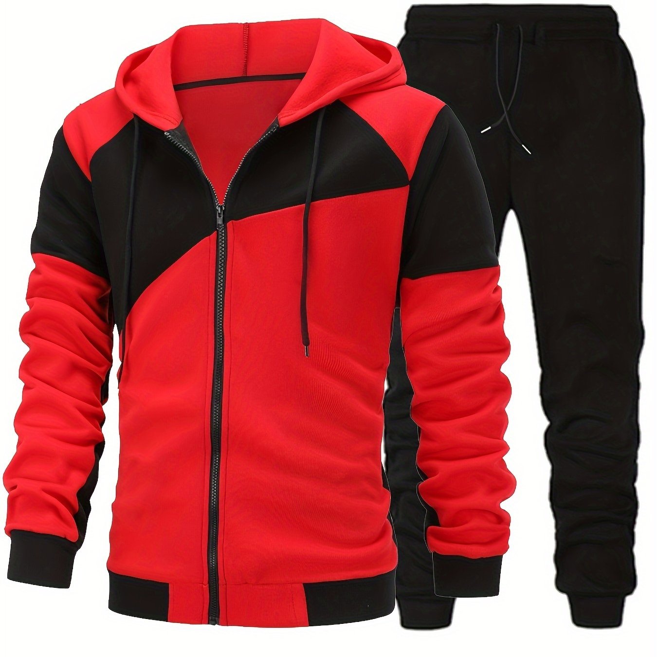 New Autumn and Winter Men's Zipper Design Hoodie Suit Fleece Hoodie Men's Casual Sports Suit