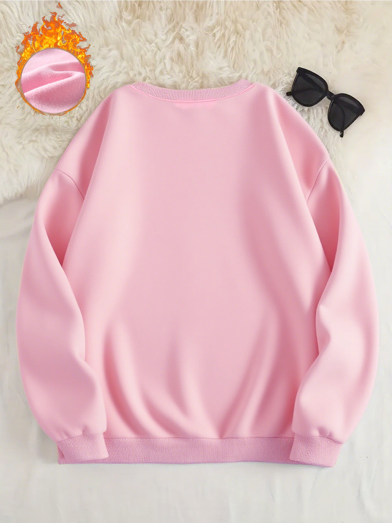 -Lined Women's Crewneck Pullover, Casual Printed Versatile Sweatshirt, Multiple Colors Available