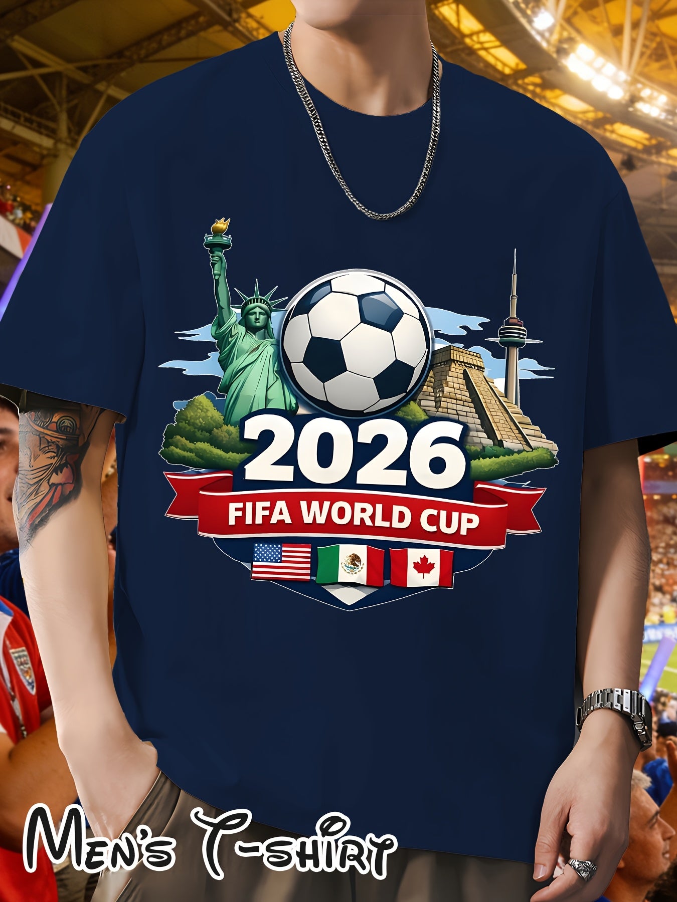 Men's 2026 World Cup Casual Landmark Print Polyester T-Shirt