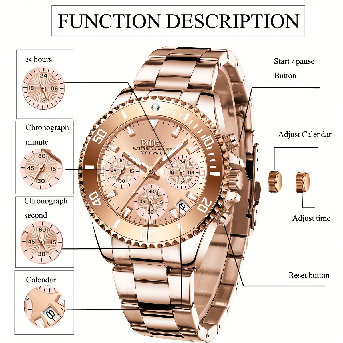 Rose Gold Women’s Fashion Watch with Stainless Steel Band