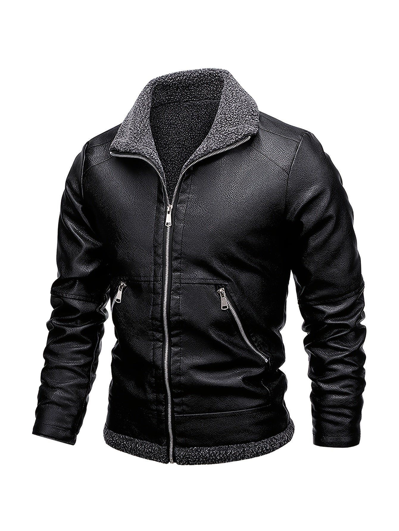 Men'S Cozy Fleece-Lined Bomber Jacket - Thick Winter Coat with Multiple Pockets, Zip-Up Casual Pilot Style, Brown, Polyester Lining, Perfect for Fall & Winter, Winter Bomber Jacket