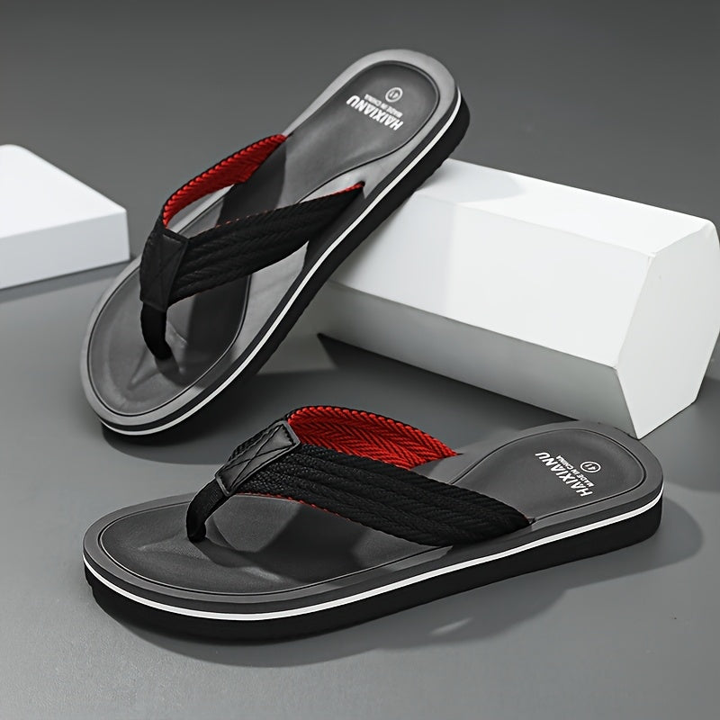 Men's Anti-Slip Flip Flops with Soft Fabric Straps