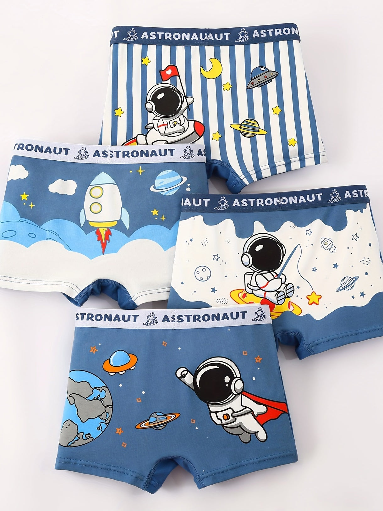 Boys' Cotton Boxer Briefs - 4 Pack, Cute Cartoon Print