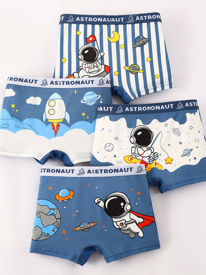 Boys' Cotton Boxer Briefs - 4 Pack, Cute Cartoon Print