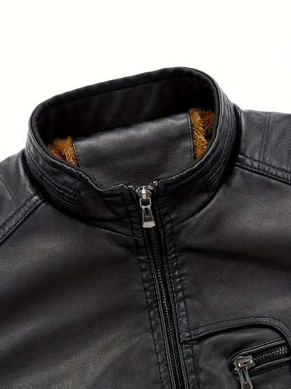 Men's Casual Workwear Zipper Jacket with Stand Collar