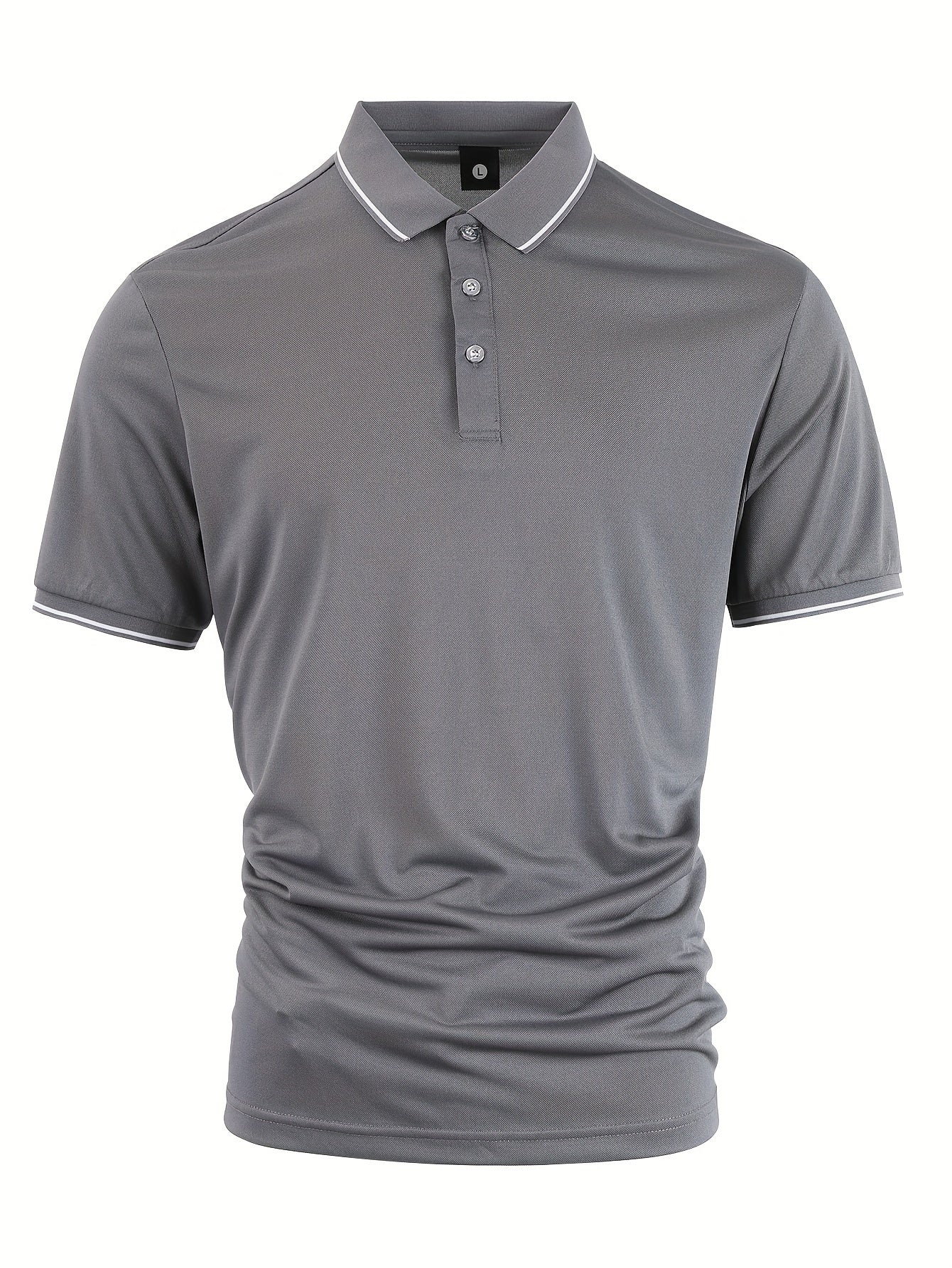 Men's Solid Golf Shirt, Casual Short Sleeve Lapel Shirt For Summer Outdoor