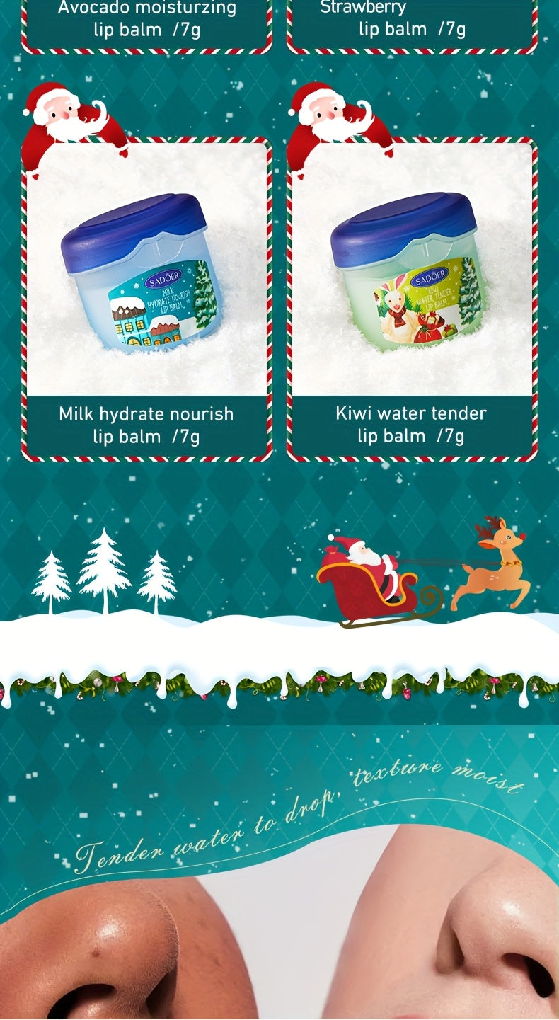 8pcs SADOER Christmas Hand Cream & Lip Balm Gift Set - Moisturizing, Softening, Brightening, and Dry Light Care with Glycerin, Hyaluronic Acid, and Plant-Based Squalane - Ideal for All Light Types, Festive Holiday Packaging,