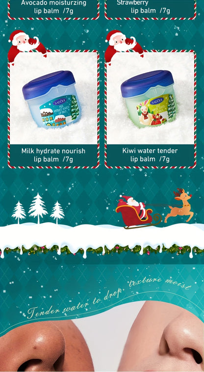 8pcs SADOER Christmas Hand Cream & Lip Balm Gift Set - Moisturizing, Softening, Brightening, and Dry Light Care with Glycerin, Hyaluronic Acid, and Plant-Based Squalane - Ideal for All Light Types, Festive Holiday Packaging,
