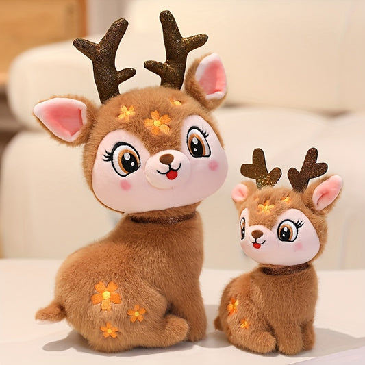 30Cm/11.81In Starry Sika Deer Stuffed Animal Reindeer Elk Ornament with Deer Plush Toy Simulation Beautiful Doll Premium Elegant Birthday Easter Valentine'S Day Present