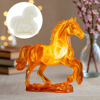 Running Horse Silicone Mold - Dynamic Running Horse Design with Expressive Eyes & Mane, for Candle, Resin, Concrete, Cement, Gypsum Crafts - Reusable Non-Toxic Mold for Home Decor, Birthday, Wedding, New Year'S Gift - Compati