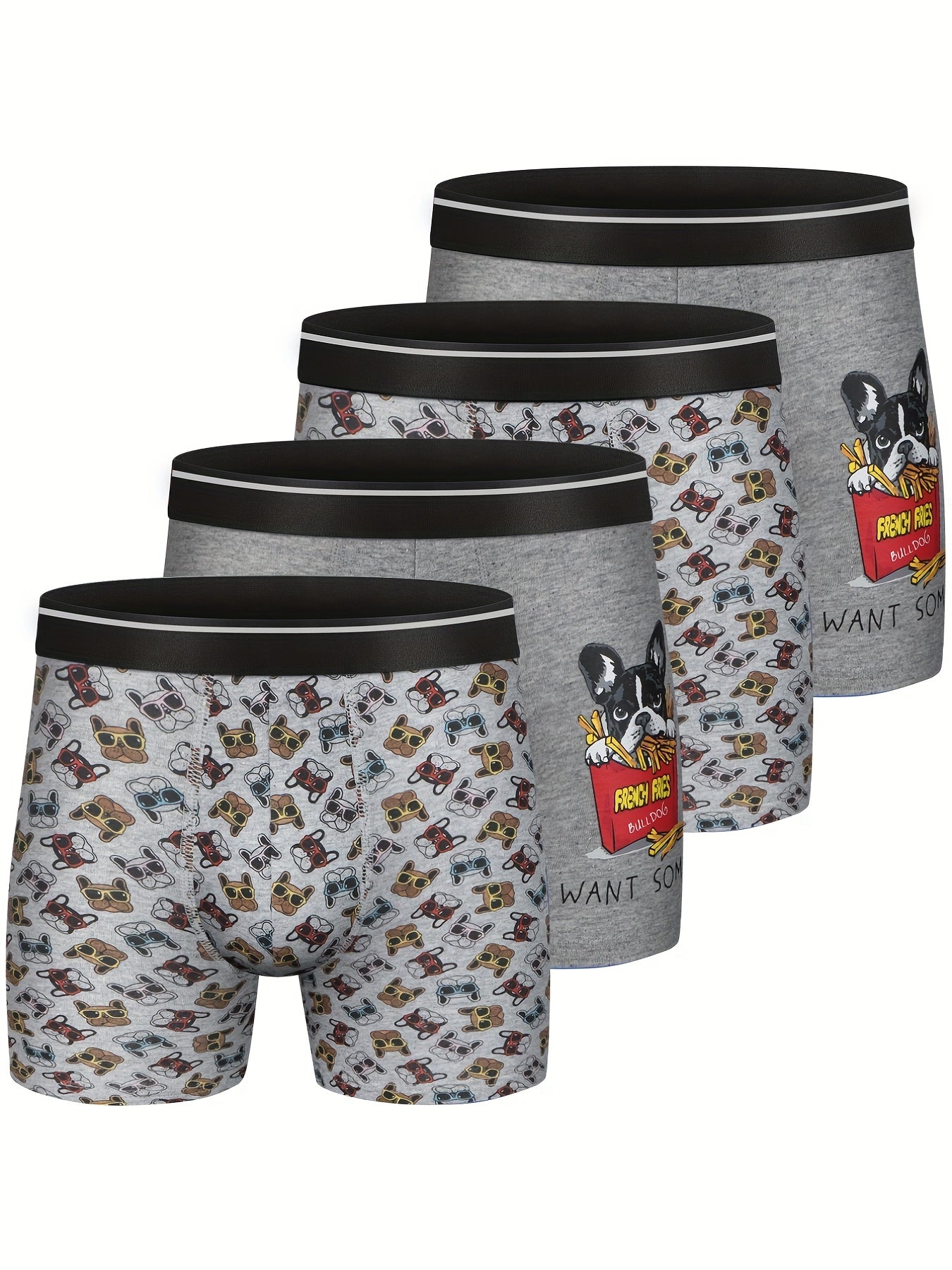 Men's 4-Pack Cotton Stretch Trunk Underwear with Wide Elastic Band